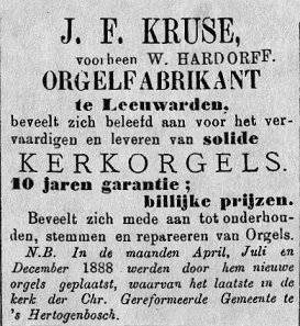 Advertentie van Kruse in De Bazuin 1889