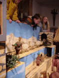 Detail van herders in de kerststal