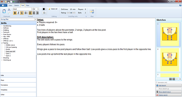 Text tab basketball playbook software