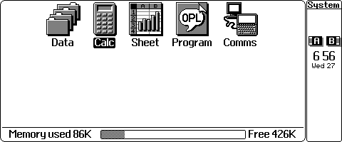 This screen shows the systemscreen in the English language
