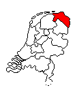 Nederland en in rood de provincie Groningen