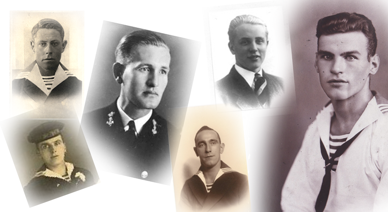 Enkele van de omgekomen bemanningsleden Hr.Ms. O13 in 1940