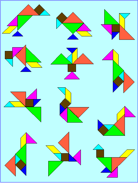 Puzzelen met ronde en vierkante tangrams - Vierkante tangram - Stap 3