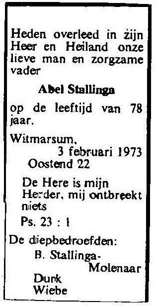 Abel Stallinga 1973