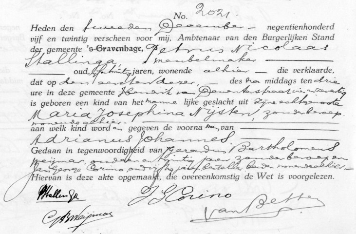 Adrianus Johannes Stallinga 1925