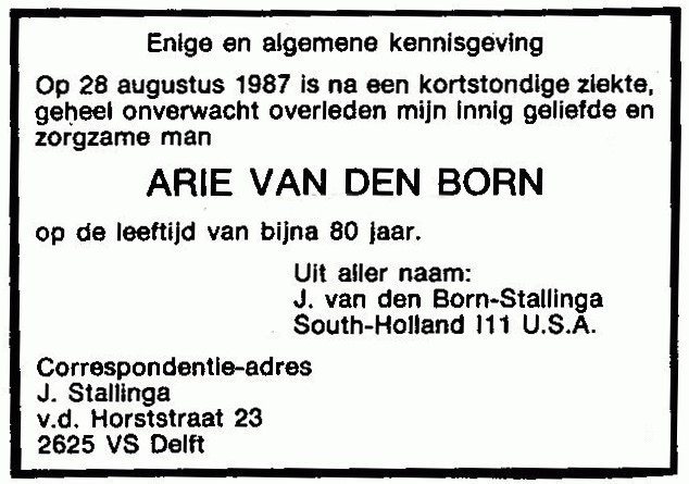 Arie van den Born 1987