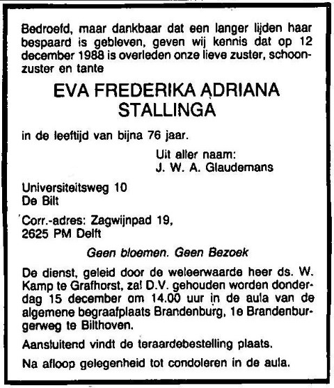 Eva Frederika Adriana Stallinga 1988