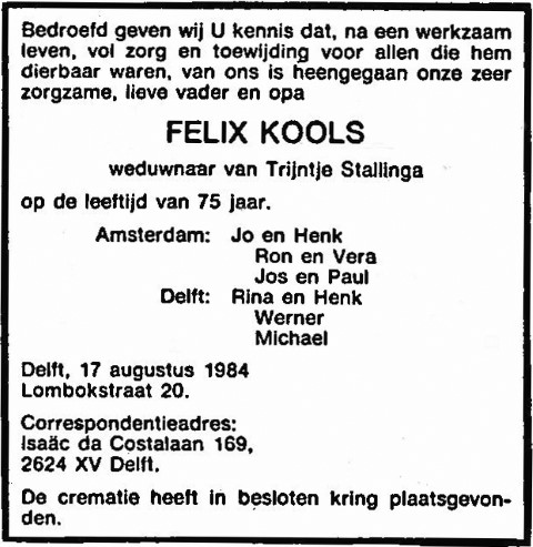 Felix Kools 1984