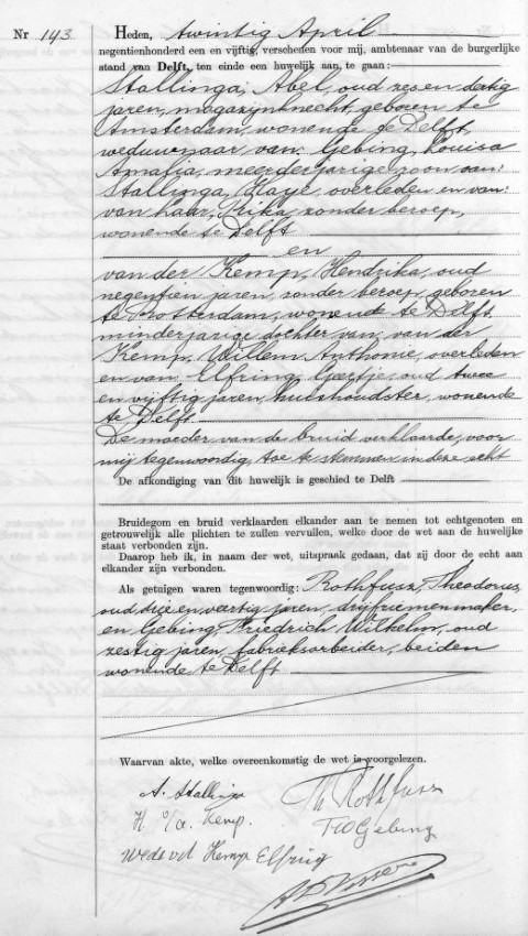 Abel Stallinga - Hendrika van der Kemp 1951