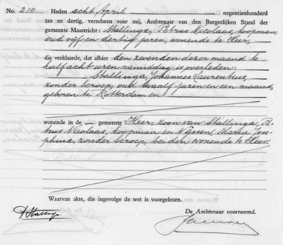 Johannes Laurentius Stallinga 1936