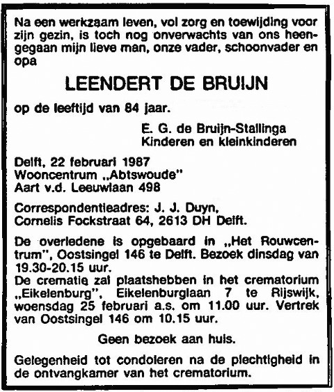 Leendert de Bruijn 1987