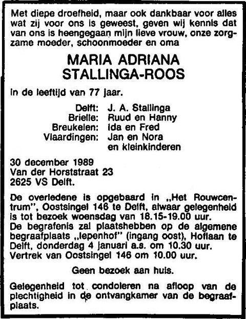 Maria Adriana Roos 1989