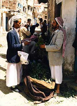 Levendige handel in qat.