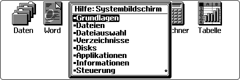 This screen shows the helpscreen in the German language