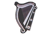 Vlag, harp, 
muziek en pub
