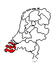 Nederland en in rood de provincie Zeeland