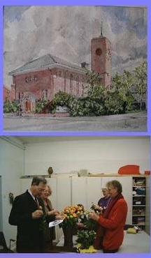 Aquarel: artist L. de Klerk, The Hague - Rob en Betsie in front, Ella Maartense, Betty Mol at back