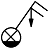 Tekening symbool dubbelpolige trekschakelaar met trekkoord en controlelicht