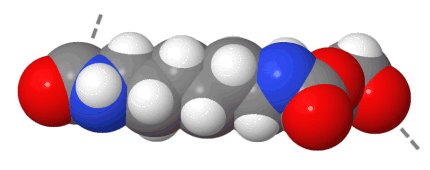  Space-filling model of the repeating dyad in a particular polyurethane chain 