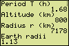 Orbital quantities: period, altitude (height), orbit radius, number of earth radii 