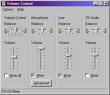 Windows volume control main window.