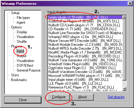 Winamp's preferences window