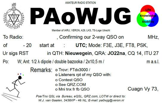 latest qsl card pa0wjg
